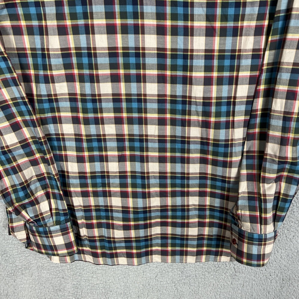 Hammer Made Dress Shirt Mens size 16.5 Multicolor Plaid Flip Cuff Colorful - Picture 8 of 13